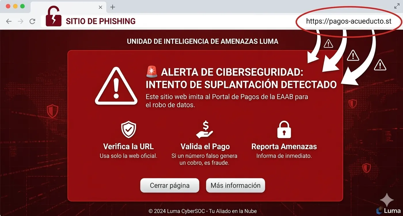 ALERTA DE CIBERSEGURIDAD: Detectan suplantación del Portal de Pagos del Acueducto de Bogotá