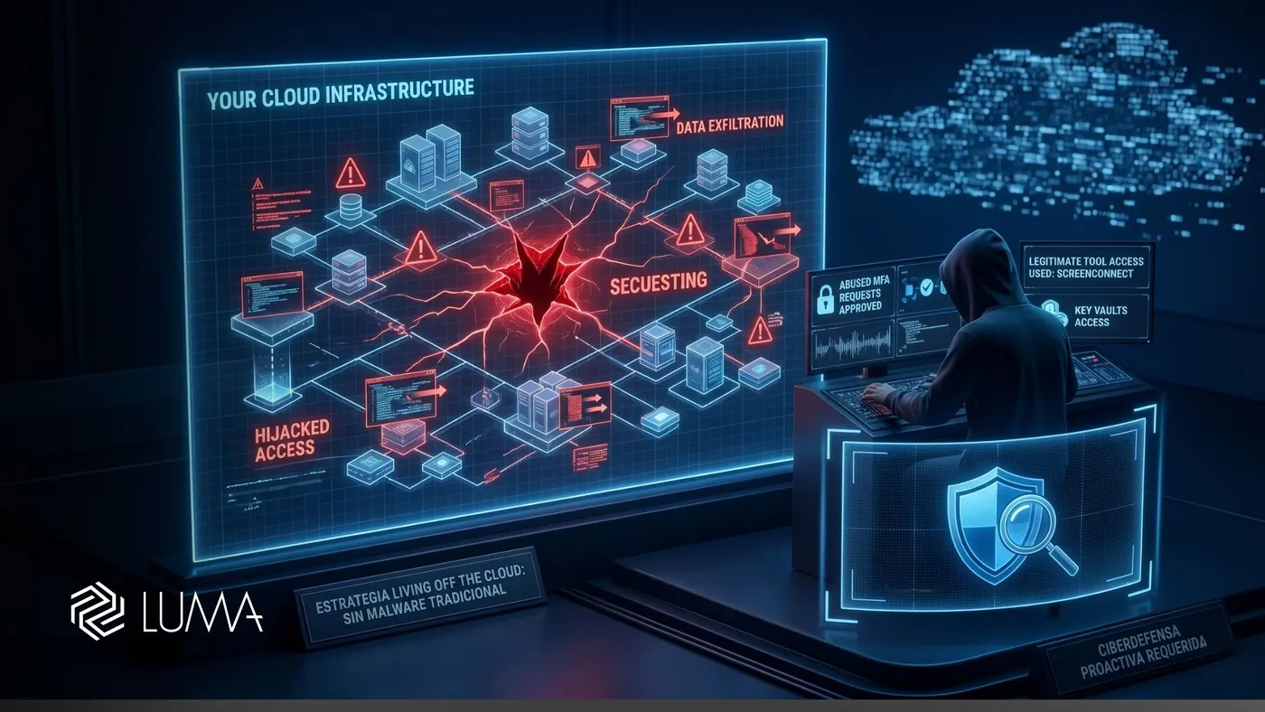 ): Diagrama del flujo de ataque de ciberseguridad del grupo Storm-2949 en Microsoft Azure Entra ID y Key Vaults.