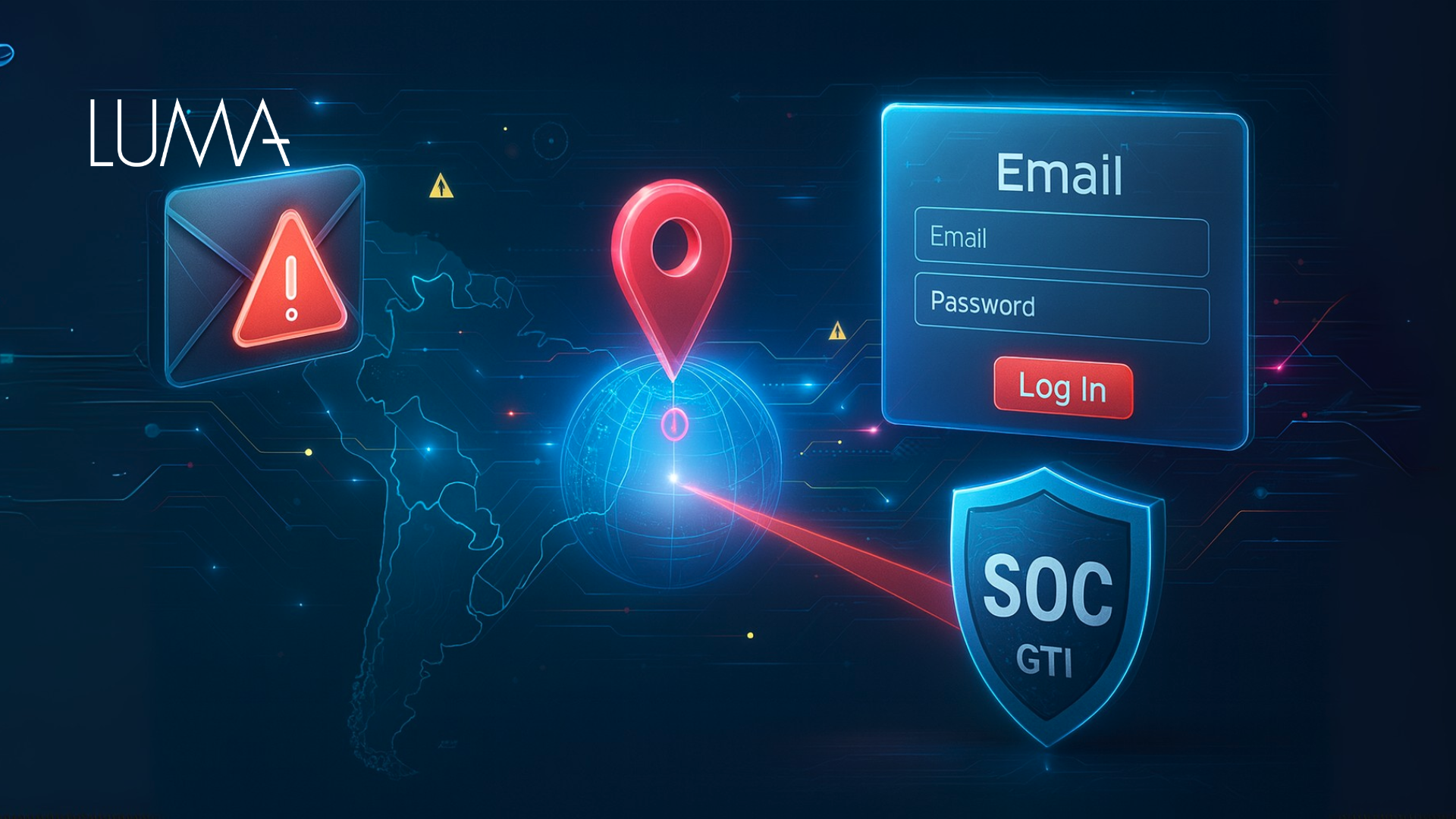 Radar digital detectando dominios falsos y páginas de phishing con tecnología de Google Threat Intelligence.