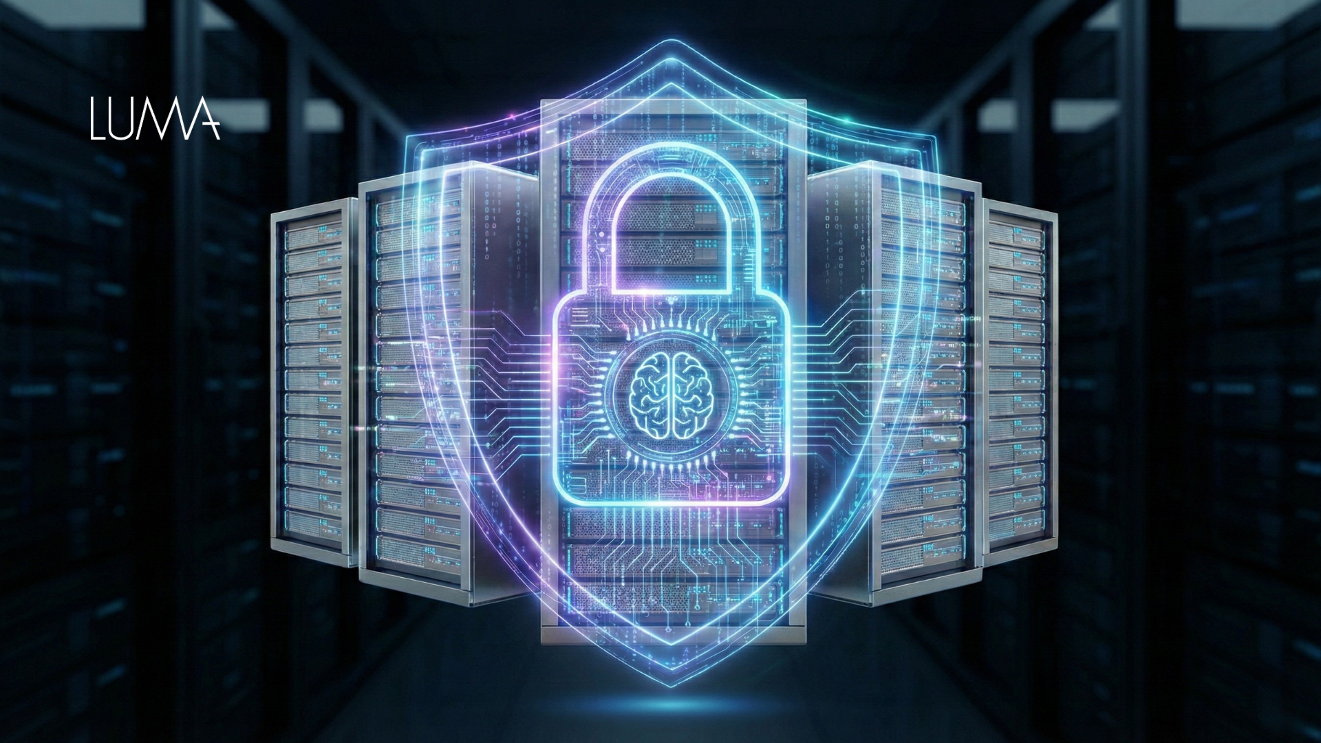 Concepto de predicciones de ciberseguridad 2026 con inteligencia artificial y protección de datos en la nube.