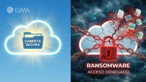 Comparativa entre almacenamiento en la nube vulnerable y backup seguro contra ransomware.